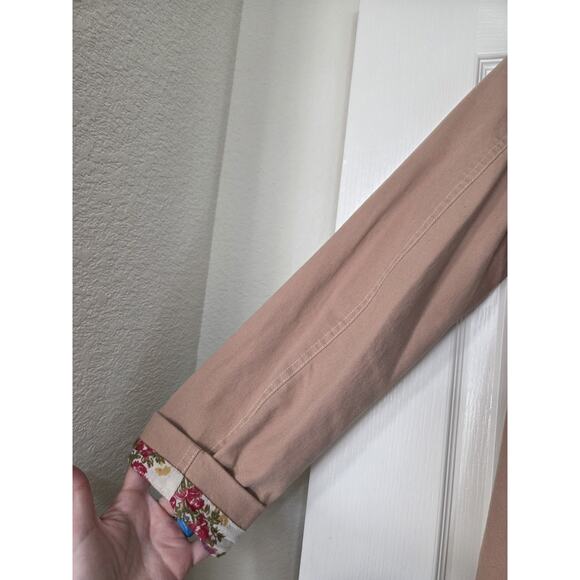 Sundance Tan Cotton Double Breasted Floral Lining Neutral Peacoat Jacket Size XS - Picture 12 of 14